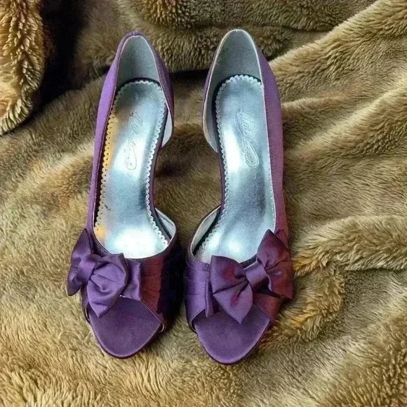 Michaelangelo Maribelle Women Size 9M Purple Satin Peep Toe 4" Heel Shoes SH05 - Picture 11 of 11